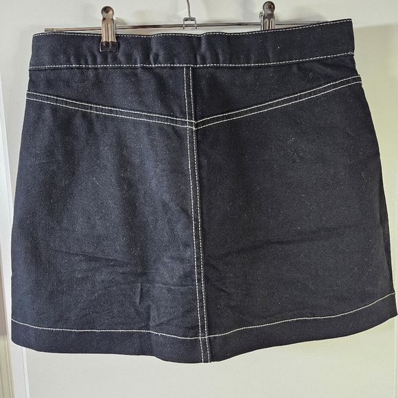 ZARA trf womens black mini skirt white stitching, pockets, zip fly size M 039 - Picture 9 of 10